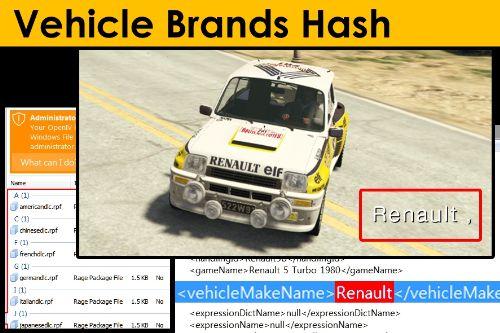 Vehicle Brands Hash (for Addon DLC)
